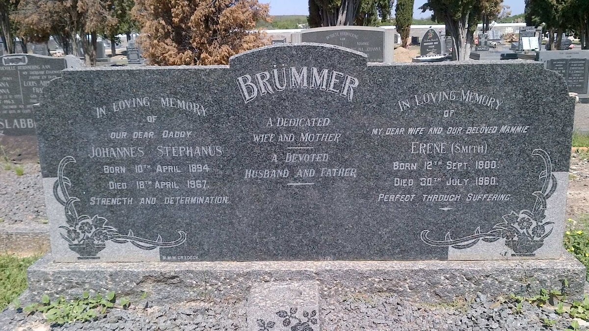 BRUMMER Johannes Stephanus 1894-1967 &amp; Erene SMITH 1900-1960