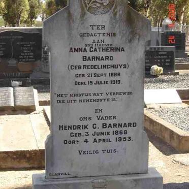 BARNARD Hendrik C. 1868-1953 &amp; Anna Catherina REDELINGHUYS 1866-1919