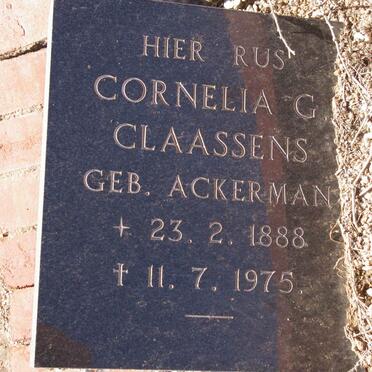 CLAASSENS Cornelia G. nee ACKERMAN 1888-1975