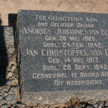 ECK Jan Christiaan, van 1917-1942 :: VAN ECK Andries Johannes 1920-1942