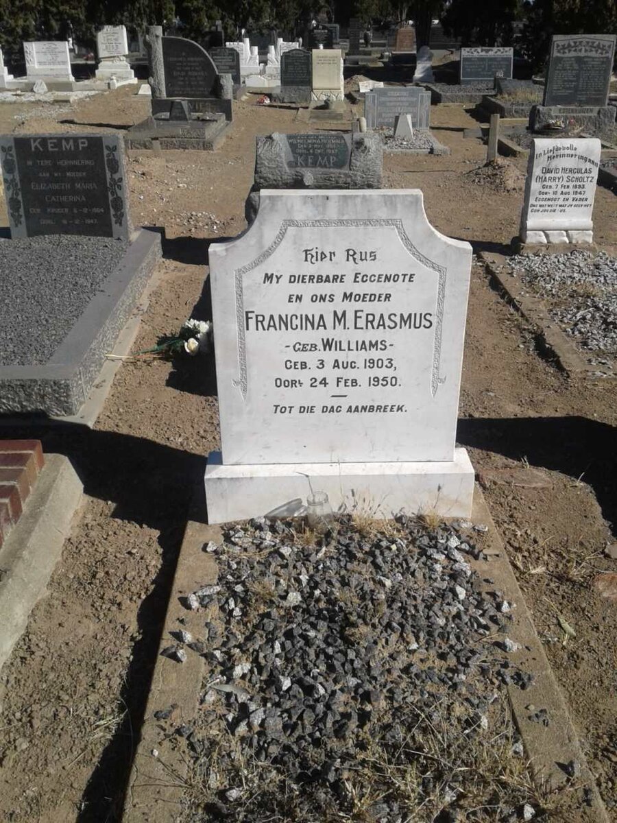 ERASMUS Francina M. nee WILLIAMS 1903-1950