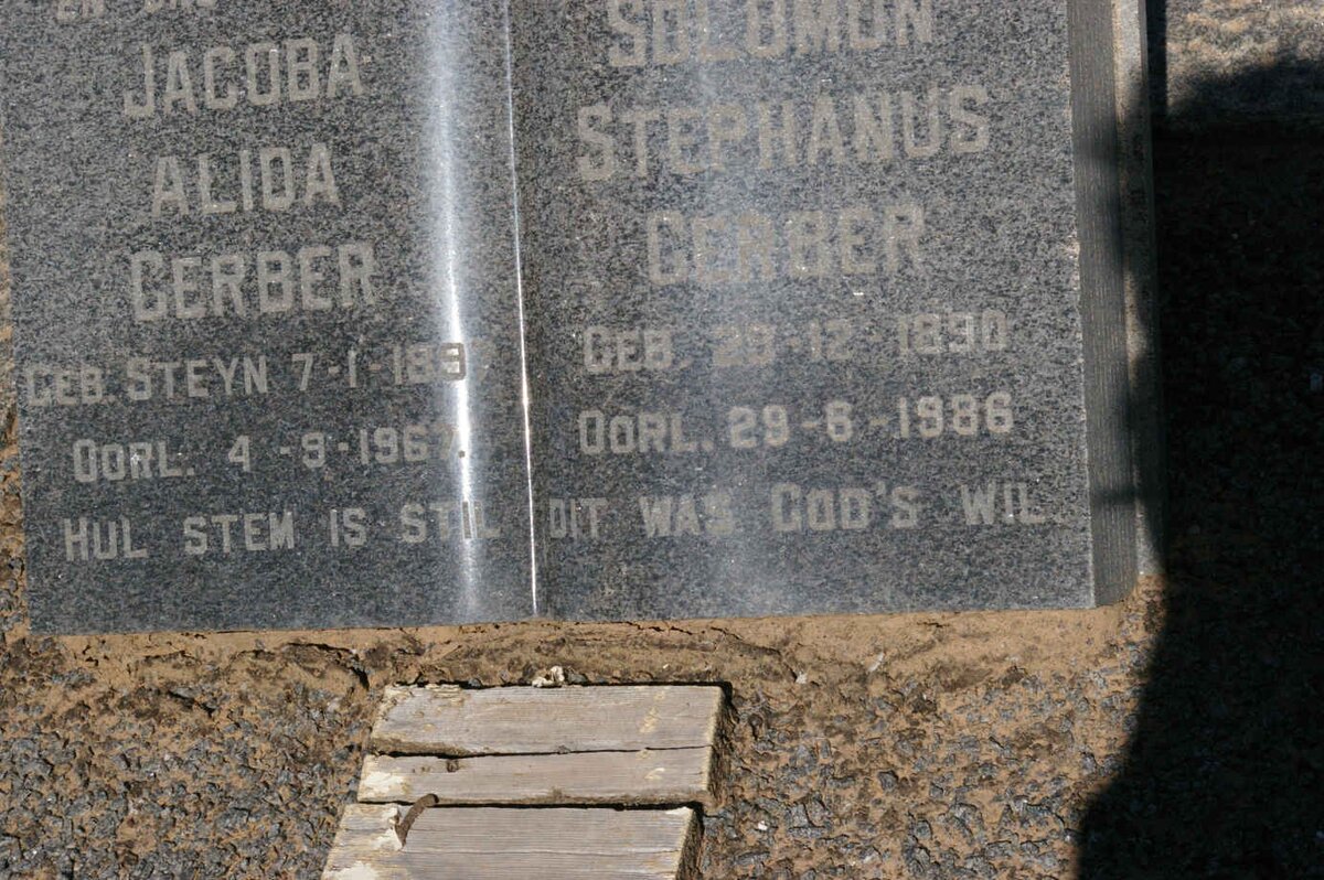 GERBER Solomon Stephanus 1890-1986 &amp; Jacoba Alida STEYN 1897-1967