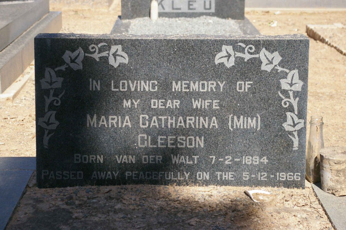 GLEESON Maria Catharina nee VAN DER WALT 1894-1966