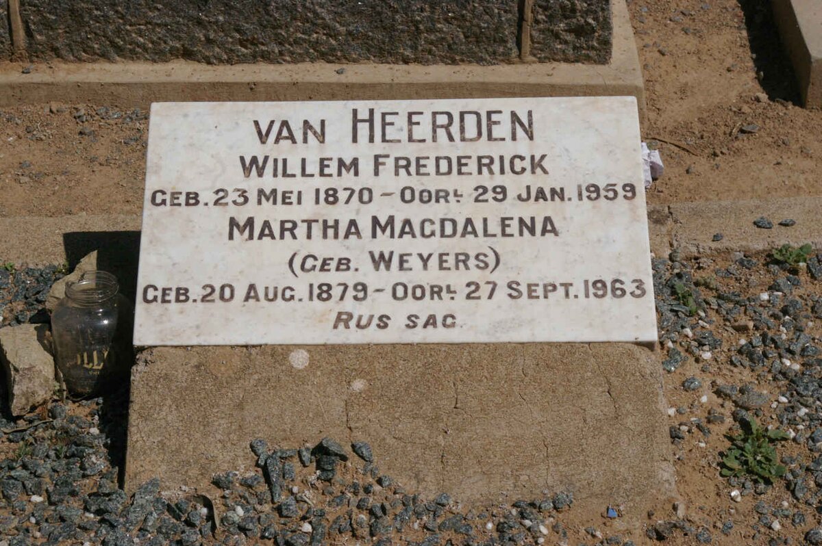 HEERDEN Willem Frederick, van 1870-1959 &amp; Martha Magdalena WEYERS 1879-1963