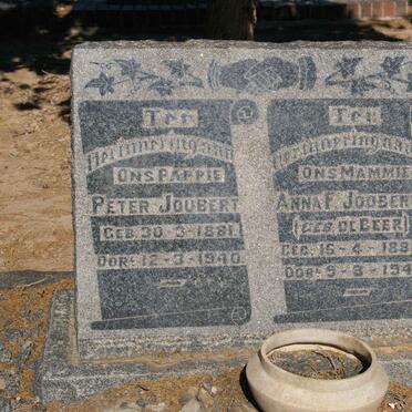 JOUBERT Peter 1881-1940 &amp; Anna F. DE BEER 1883-1948