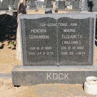 KOCK Hendrik Gerhardus 1900-1975 &amp; Maria Elizabeth WILLIAMS 1893-1974