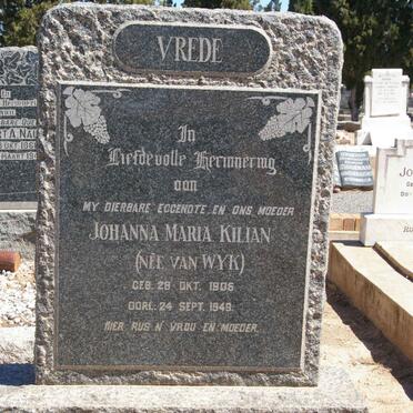 KILIAN Johanna Maria nee VAN WYK 1905-1949