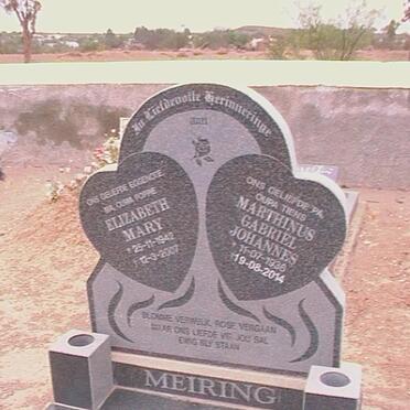 MEIRING Marthinus Gabriel Johannes 1936-2014 &amp; Elizabeth Mary 1942-2007