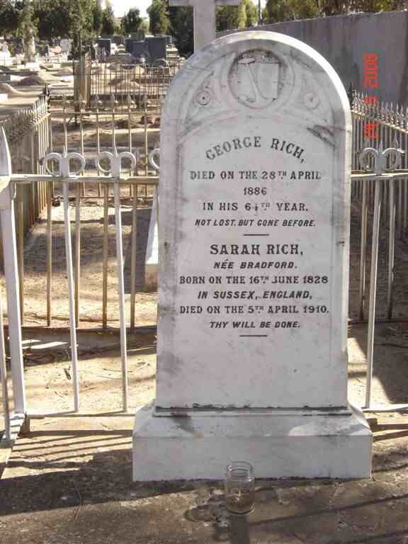 RICH George -1886 &amp; Sarah BRADFORD 1828-1910