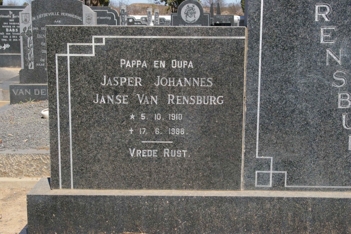 RENSBURG Jasper Johannes, Janse van 1910-1988