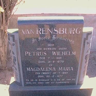 RENSBURG Petrus Wilhelm, van 1891-1975 &amp; Magdalena Maria MARX 1894-1977
