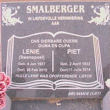 SMALBERGER Piet 1933-2014 &amp; Lenie SWANEPOEL 1937-2010