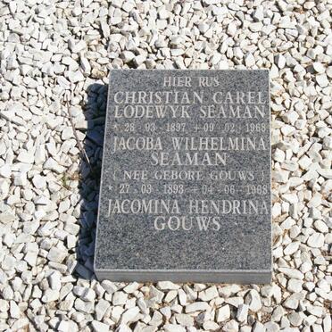 SEAMAN Christiaan Carel Lodewyk 1897-1968 &amp; Jacoba Wilhelmina GOUWS 1893-1968 :: GOUWS Jacomina Hendrina
