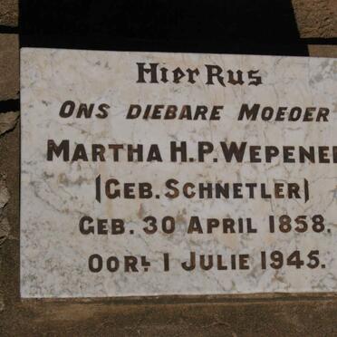 WEPENER Martha H.P. nee SCHNETLER 1858-1945
