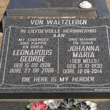 WALTZLEBEN Leonardus George, von 1928-2006 &amp; Johanna Maria MELLS 1930-2014
