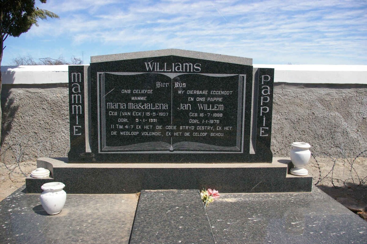 WILLIAMS Jan Willem 1898-1975 &amp; Maria Magdalena VAN ECK 1907-1991