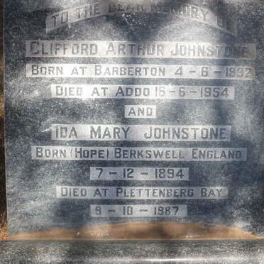 JOHNSTONE Clifford Arthur 1892-1954 &amp; Ida Mary HOPE 1894-1987