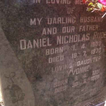 RUDD Daniel Nicholas 1903-1970 :: RUDD Yvonne 1931-1978