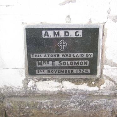 5. Cornerstone of church at Balfour Main Cemetery laid by Mrs E. Solomon 1.11.1924