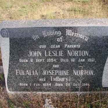 NORTON John Leslie 1894-1961 &amp; Eulalia Josephine TIDBURY 1894-1961