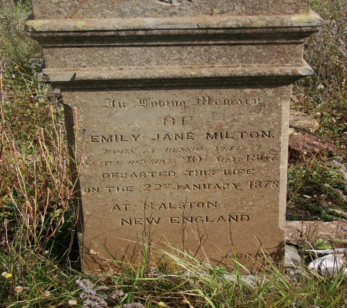MILTON Emily Jane 1867-1878