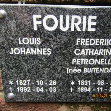 FOURIE Louis Johannes 1827-1892 &amp; Frederika Catharina Petronella BUITENDAG 1831-1894