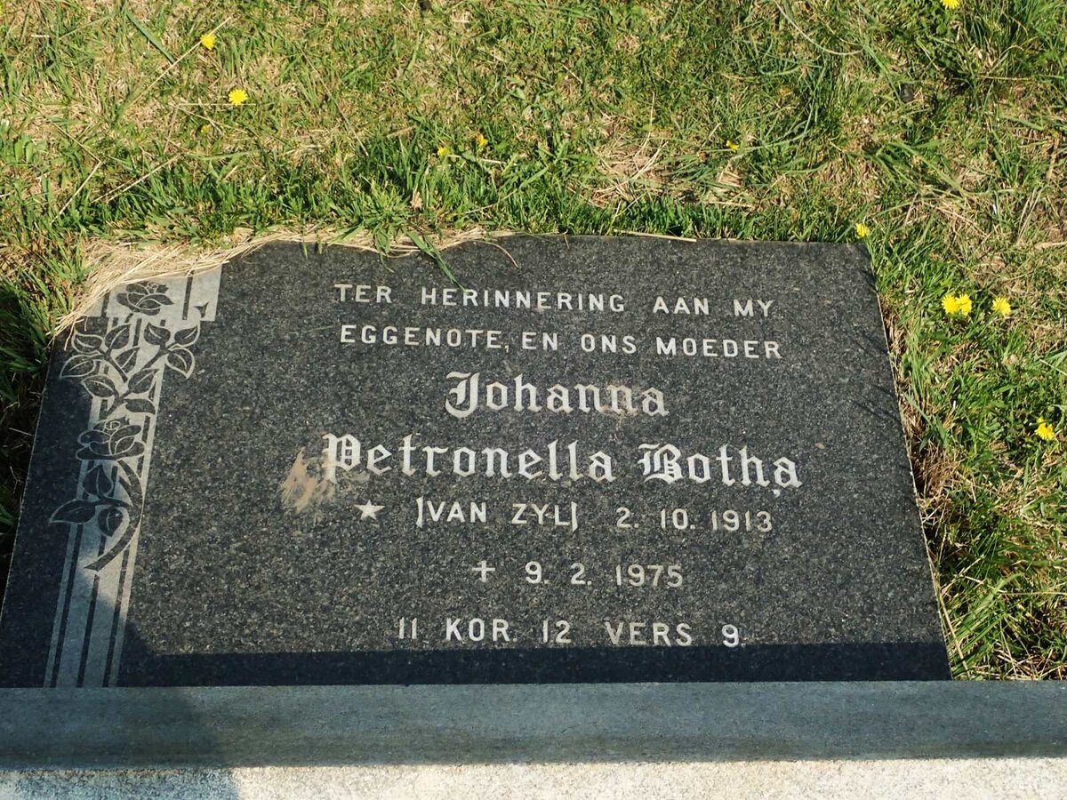 BOTHA Johanna Petronella nee VAN ZYL 1913-1975