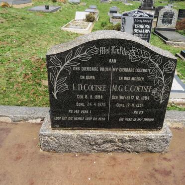 COETSEE L.D. 1884-1970 &amp; M.G.C. BUYS 1884-1951