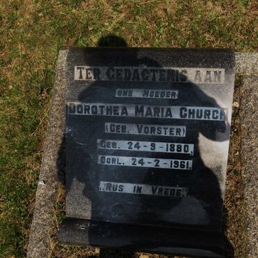 CHURCH Dorothea Maria nee VORSTER 1880-1961