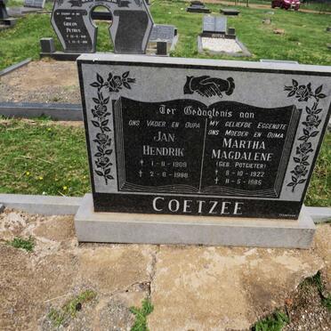 COETZEE Jan Hendrik 1909-1988 &amp; Martha Magdalene POTGIETER 1922-1985