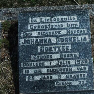 COETZEE Johanna Cornelia nee BROWN -1930