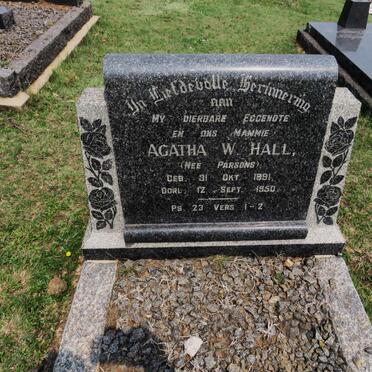 HALL Agatha W. nee PARSONS 1891-1950