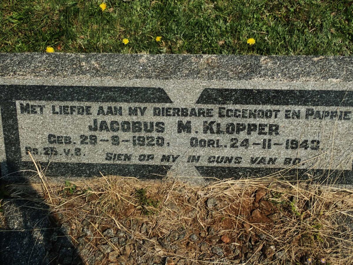 KLOPPER Jacobus M. 1920-1943