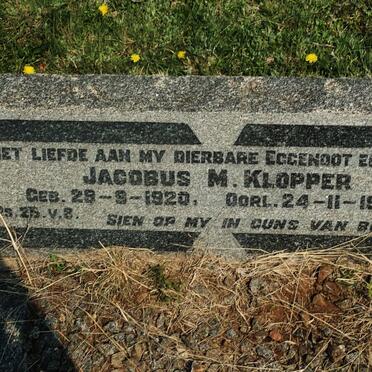 KLOPPER Jacobus M. 1920-1943