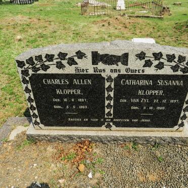 KLOPPER Charles Allen 1887-1963 &amp; Catharina Susanna van ZYL 1897-1960