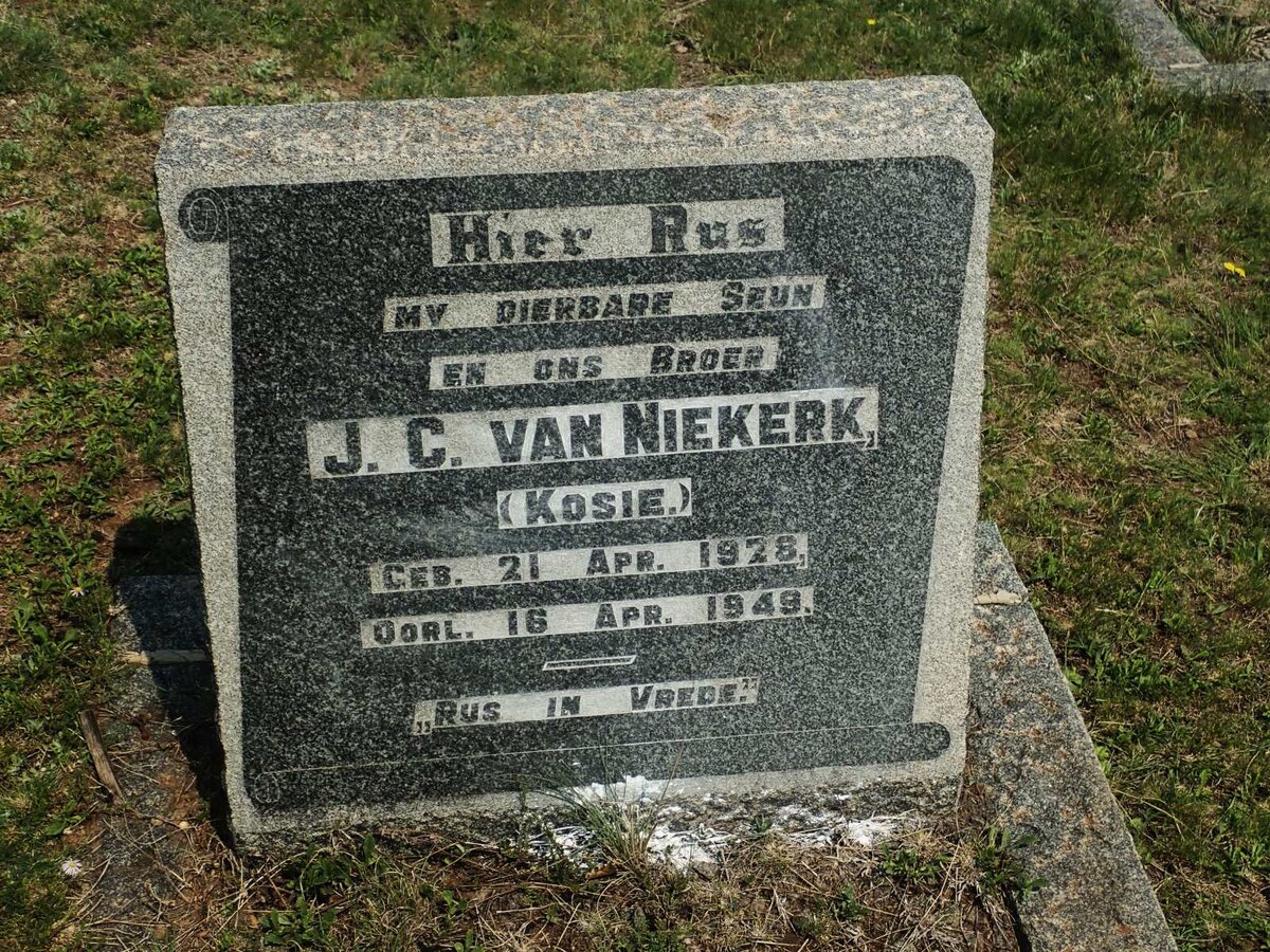 NIEKERK J.C., van 1928-1949