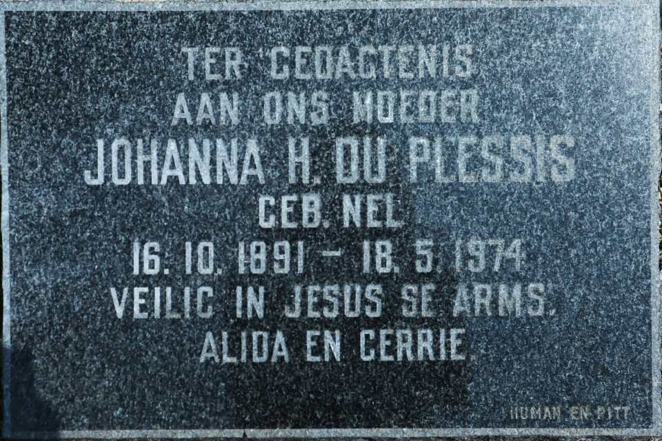 PLESSIS Johanna H., du nee NEL 1891-1974