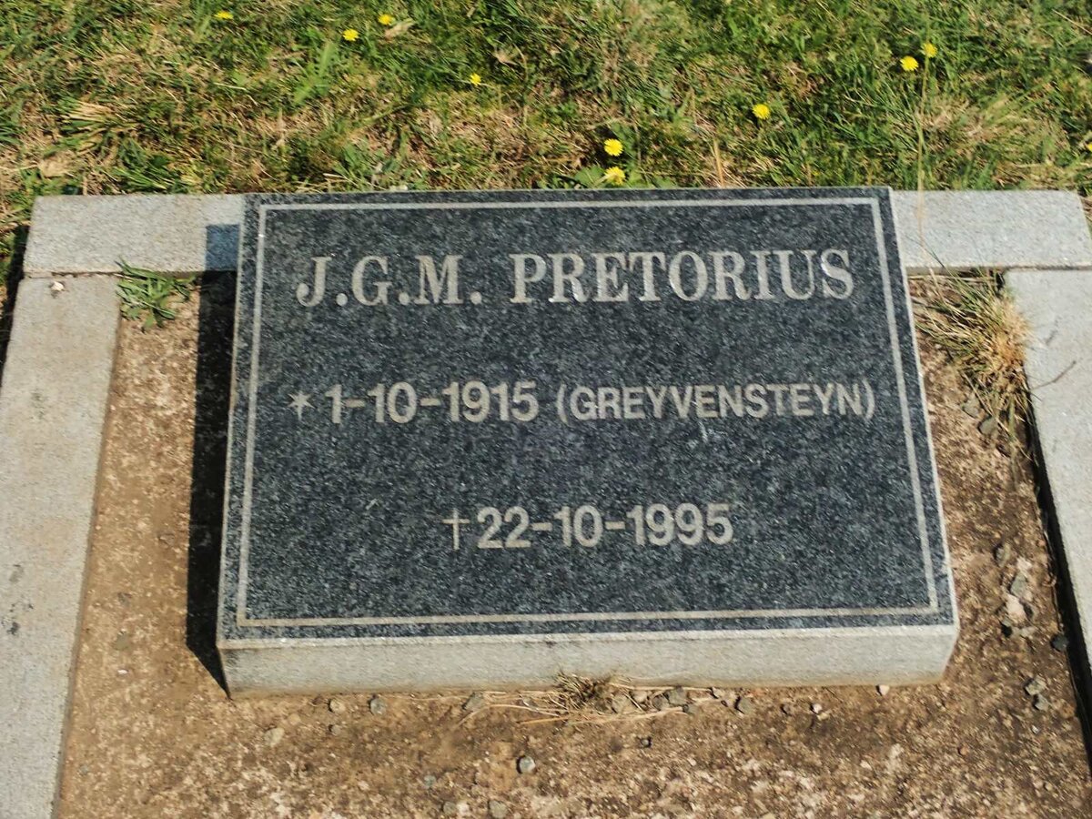 PRETORIUS J.G.M. nee GREYVENSTEYN 1915-1995