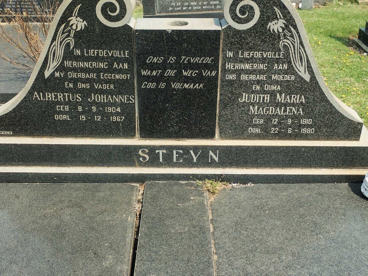 STEYN Albertus Johannes 1904-1967 &amp; Judith Maria Magdalena 1910-1980