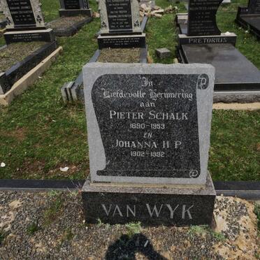 WYK Pieter Schalk, van 1890-1953 &amp; Johanna H.P. 1890-1992