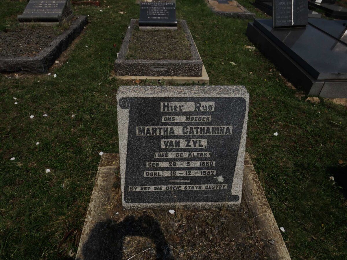 ZYL Martha Catharina, van nee DE KLERK 1880-1952