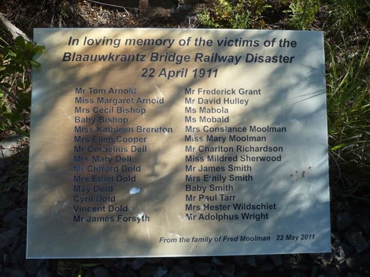 Memorial of the Blaauwkrantz Bridge Railway Disaster -1911