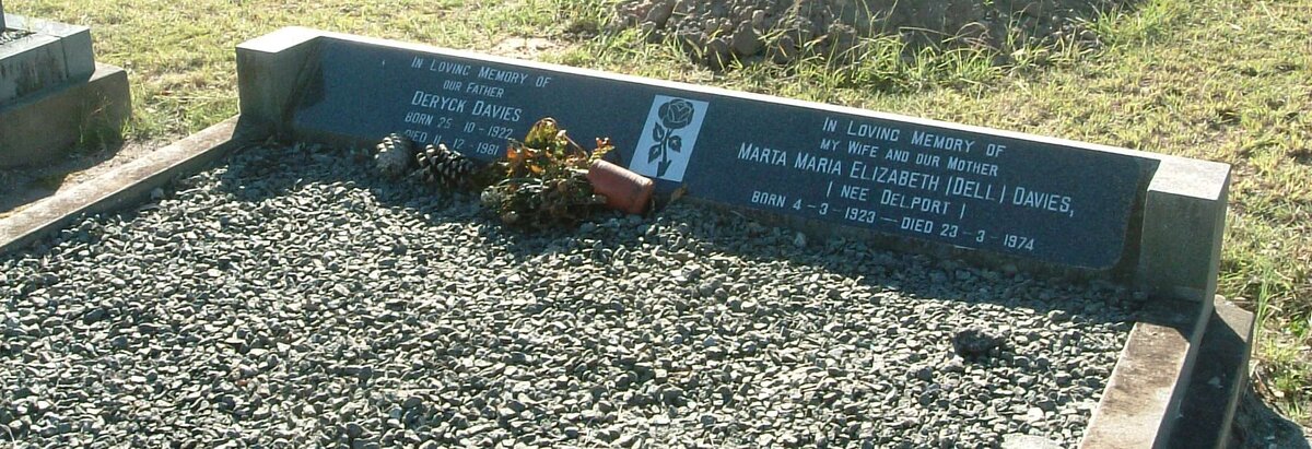 DAVIES Deryck 1922-1981 &amp; Marta Maria Elizabeth  DELL nee DELPORT 1923-1974