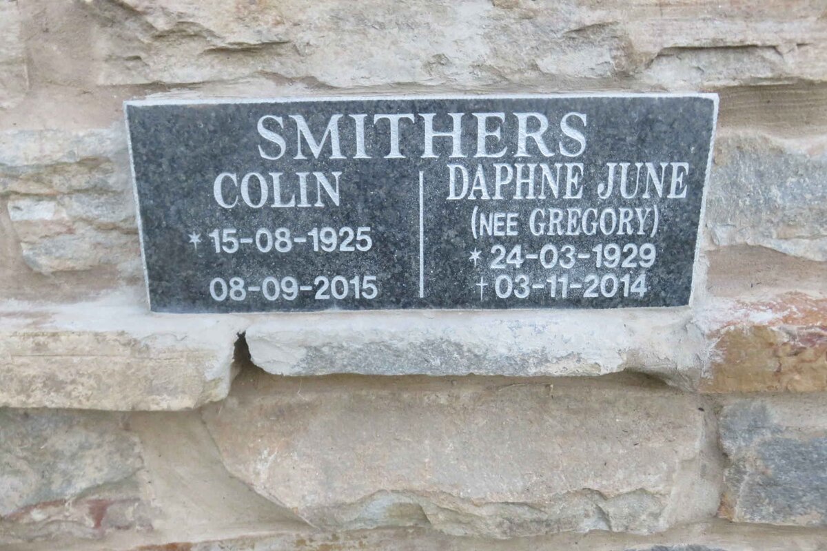 SMITHERS Colin 1925-2015 &amp; Daphne June GREGORY 1929-2014
