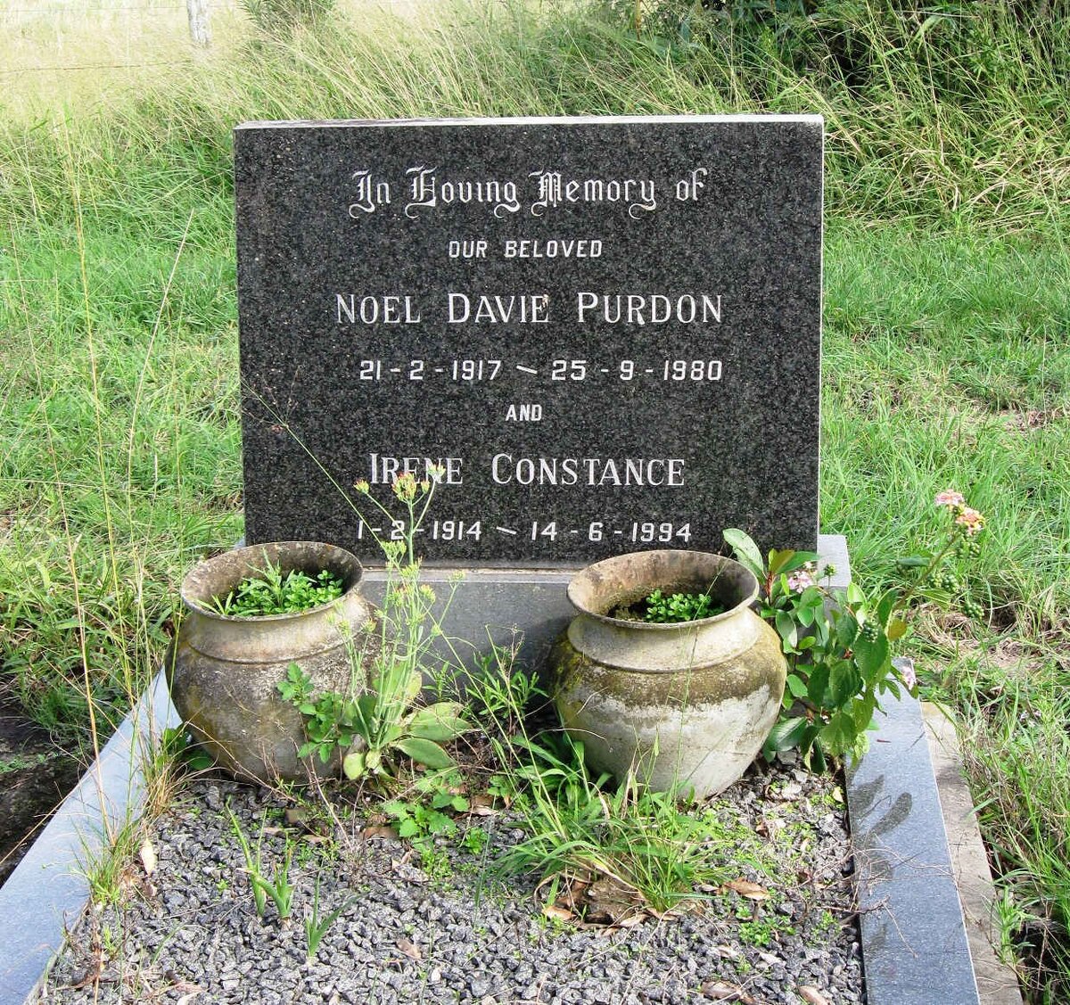 PURDON Noel Davie 1917-1980 &amp; Irene Constance 1914-1994
