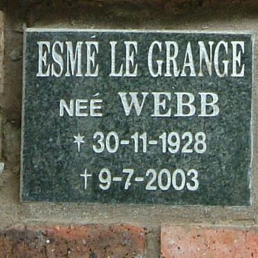 GRANGE Esmé, le nee WEBB 1928-2003