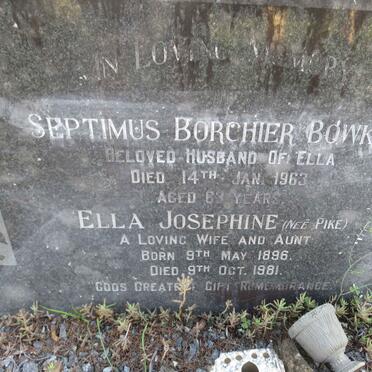 BOWKER Septimus Borchier -1963 &amp; Ella Josepine PIKE 1896-1981