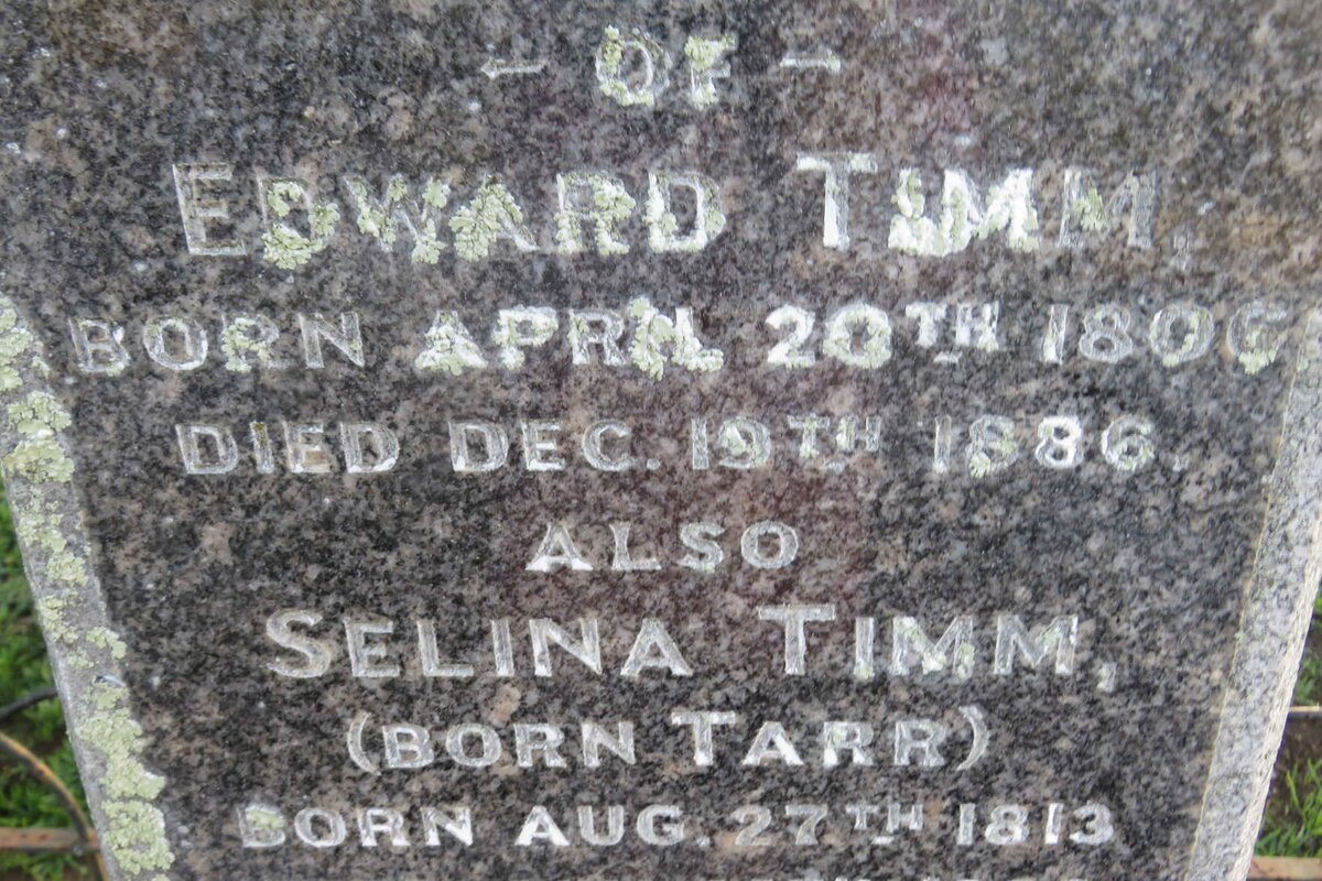 TIMM Edward 1806-1886 &amp; Selina TARR 1813-1893
