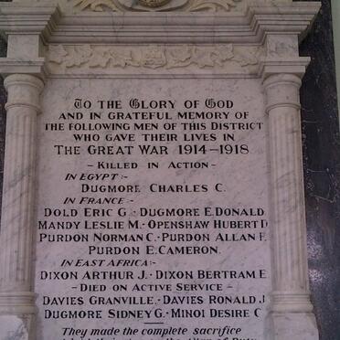 2. Roll of Honour: WWI - Great War 1914-1918