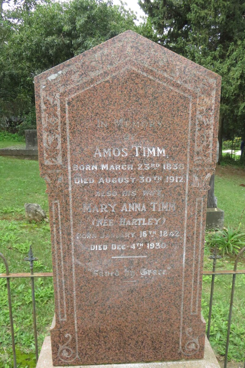 TIMM Amos 1836-1912 &amp; Mary Anna HARTLEY 1842-1930